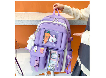 Realaiot 4 Pcs Sets Children's School Backpack Kawaii Women's Backpack Bookbag School Bags For teens Girls mochilas New Year Gifts for Teen