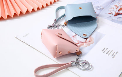 Cyflymder New Fashion Ladies PU Leather Mini Wallet Card Key Holder Coin Purse Solid Color Clutch Bag Kids Purses Small Handbag Bag