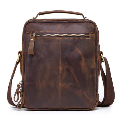 Realaiot Crazy Horse Leather Men's Shoulder Bag Vintage Messenger Bags Men Bolsos Male Crossbody Bags Man's Handbag Sling Bag