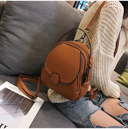 Realaiot Backpack Women New Designer Fashion Leather Backpack Mini Soft Touch Multi-Function Small Backpack Female Ladies Shoulder Bag Girl Purse