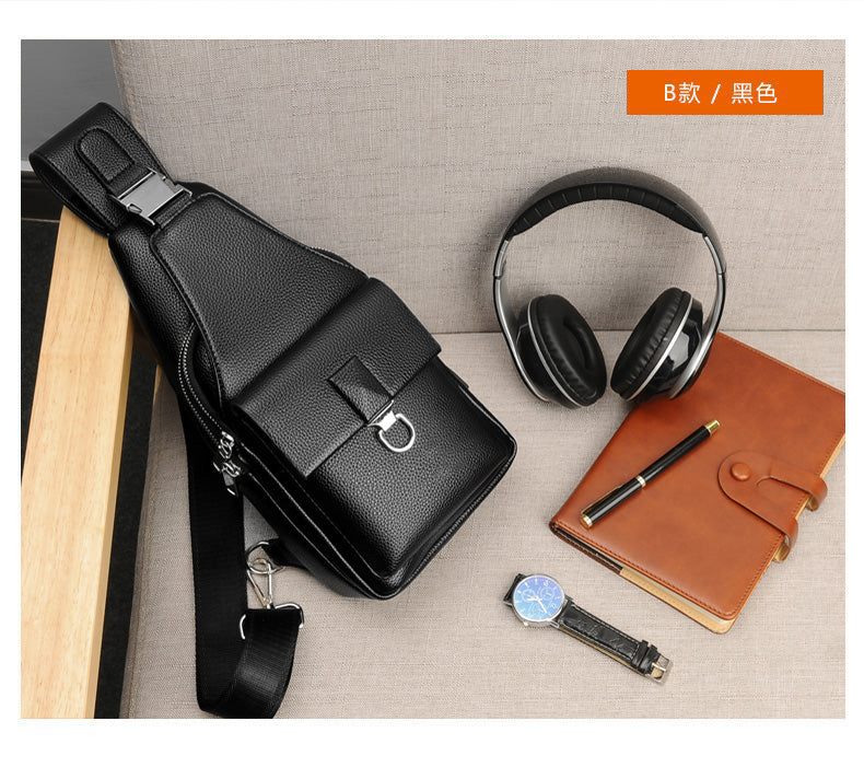 Cyflymder Men Shoulder Bag Theftproof Lock Messenger Bags PU Leather Chest Bag Crossbody Male Charging Handbag Men Sling Pack