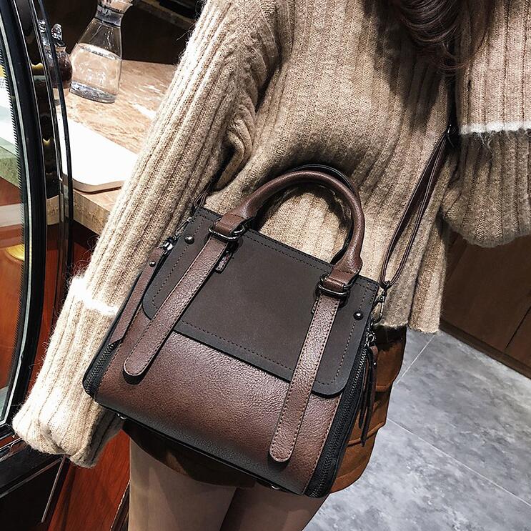 Realaiot European style Fashion New Women Handbags High quality Matte PU Leather Portable Shoulder bag Ladies Hit color Big Tote bag