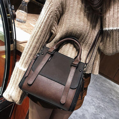 Realaiot European style Fashion New Women Handbags High quality Matte PU Leather Portable Shoulder bag Ladies Hit color Big Tote bag