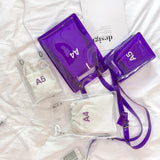 Realaiot Fashion Women Messenger Bag Transparent PVC Vertical Letter Shoulder Bag A4 A5 Summer Creative Beach Bag Internal Drawstring Bag