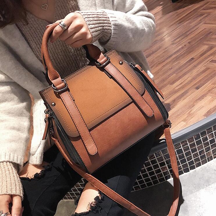 Realaiot European style Fashion New Women Handbags High quality Matte PU Leather Portable Shoulder bag Ladies Hit color Big Tote bag