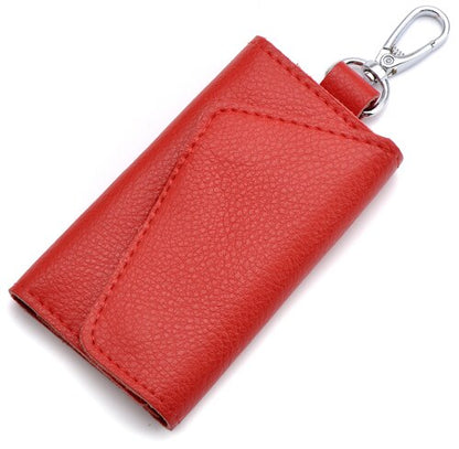 Realaiot Genuine Leather Keychain Men Women Key Holder Organizer Pouch Cow Split Car Key Bag Wallet Housekeeper Key Case Mini Card Bag