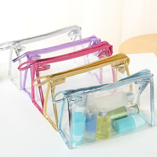 Realaiot Transparent Plastic Cosmetic Toiletries Bag Women Pillow Shape Zipper Makeup Bags Case Casual Lady Pouch Travel Organizing Purse