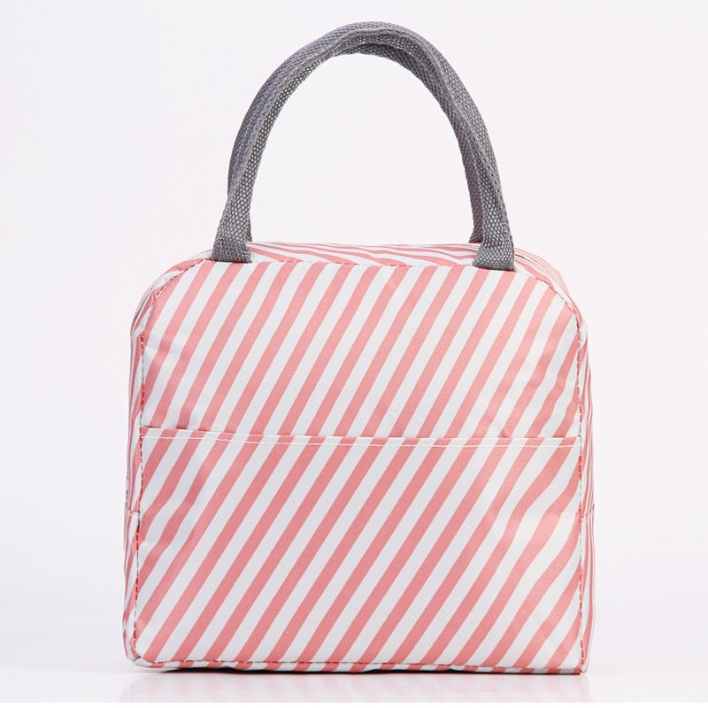 Realaiot Flamingo Insulated Oxford Aluminum Foil Portable Lunchbag Woman Men Travel Picnic Lunch Box With Pocket Thermal Lunch Bag