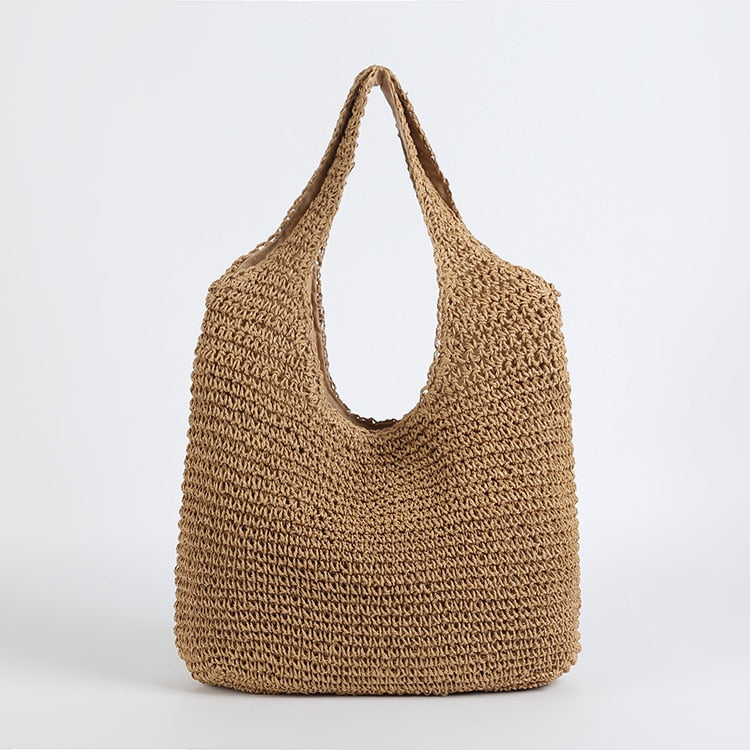 Realaiot Fashion Rattan Women Shoulder Bags Wikcer Woven Female Handbags Large Capacity Summer Beach Straw Bags Casual Tote Purses