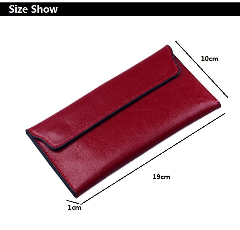 Realaiot Brand Genuine Leather Women Wallet Long thin Purse Cowhide multiple Cards Holder Clutch bag Fashion Standard Wallet