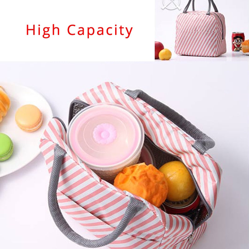 Realaiot Flamingo Insulated Oxford Aluminum Foil Portable Lunchbag Woman Men Travel Picnic Lunch Box With Pocket Thermal Lunch Bag