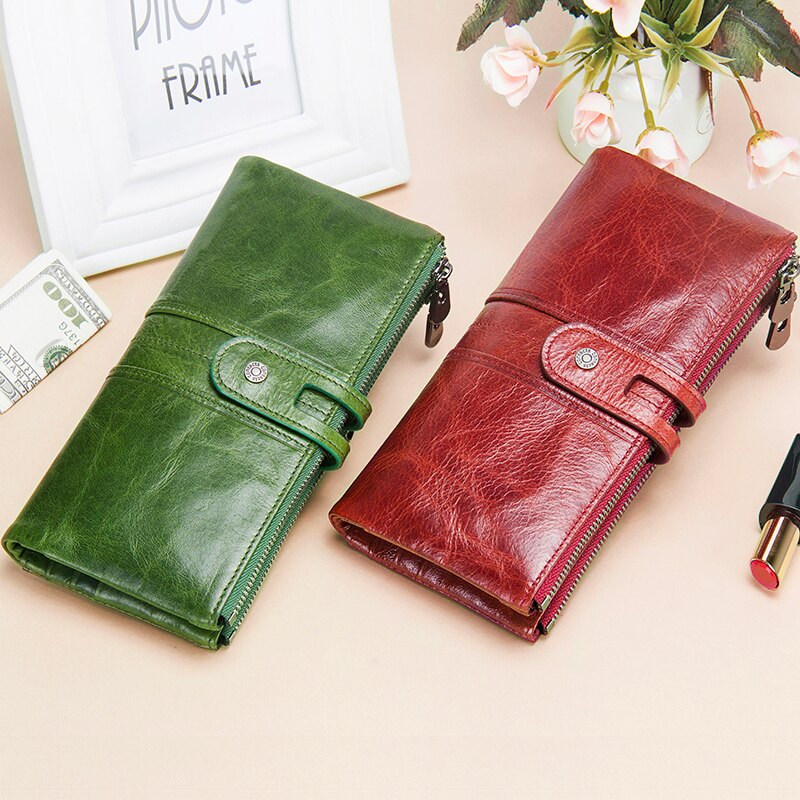 Cyflymder Long Wallet Women Genuine Leather Clutch Wallets Brand Design Hign Quality Fashion Card Holder Zipper Coin Purse With Phone Bags