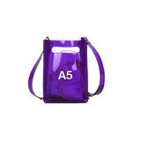 Realaiot Fashion Women Messenger Bag Transparent PVC Vertical Letter Shoulder Bag A4 A5 Summer Creative Beach Bag Internal Drawstring Bag