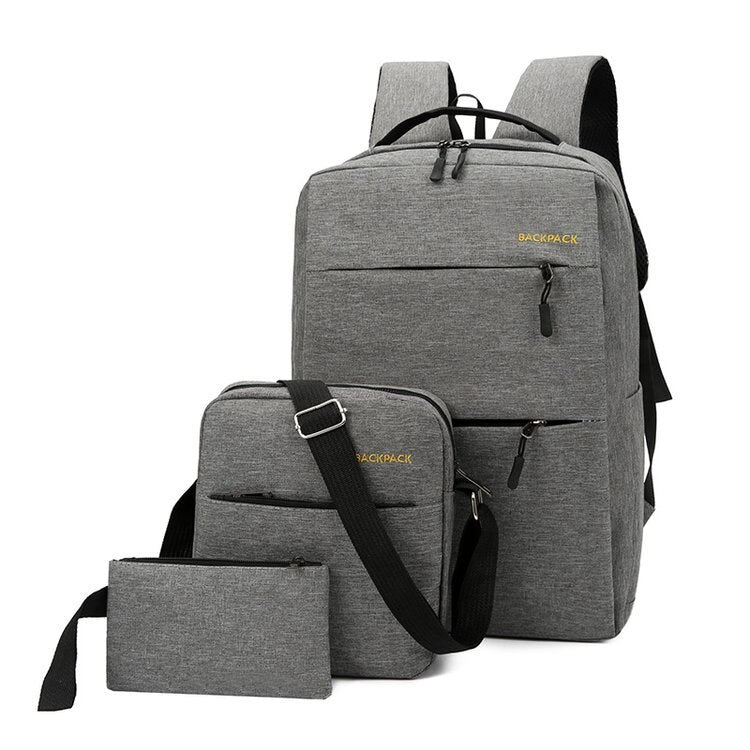 Realaiot USB Charging Canvas Backpack 3 Pcs/set Women School Backpacks Schoolbag For Teenagers Man Student Book Anti Theft Bag Boy