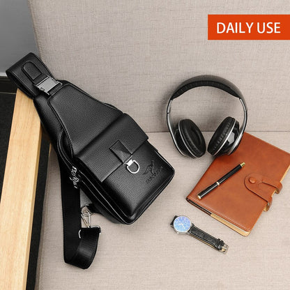 Cyflymder Men Shoulder Bag Theftproof Lock Messenger Bags PU Leather Chest Bag Crossbody Male Charging Handbag Men Sling Pack