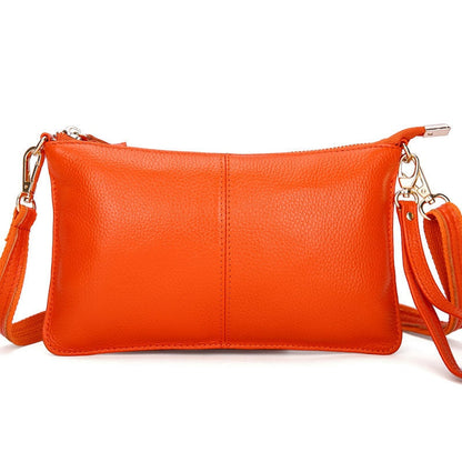 Realaiot Women Genuine Leather Day Clutches Candy Color Shoulder Bags Women's Fashion Crossbody Bags Small Clutch Bags