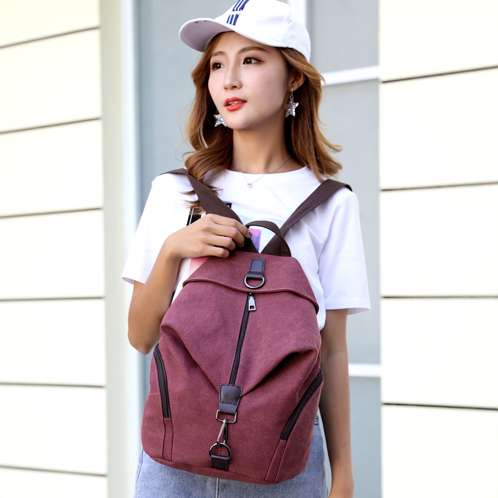 Realaiot Fashion Canvas Female Backpack Multifuction Casual Backpack For Teenager Girls New Summer Women Large Capacity Shoulder Bag