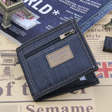 Cyflymder New Vintage Denim Blue Jeans Canvas Wallets Women / Men Quality Man Best Gift for Boyfriend Short Zipper Coin Bag Purses
