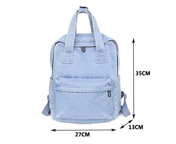 Realaiot Denim School Backpack For Women Travel bag Preppy Style backpacks for teenage girls laptop bag Daypack blue bolsas Mochila blue