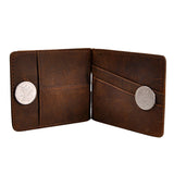 Cyflymder Male Genuine Leather Design Fashion Slim Wallet Front Pocket Money Clip Mini Purse For Men