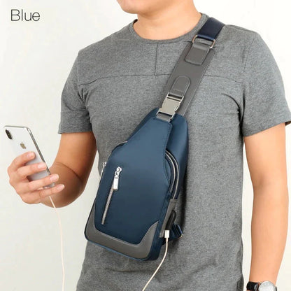 Cyflymder Men's Messenger bag shoulder Oxford cloth Chest Bags Crossbody Casual messenger bags Man USB charging Multifunction Handbag