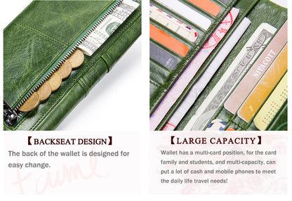 Cyflymder Long Wallet Women Genuine Leather Clutch Wallets Brand Design Hign Quality Fashion Card Holder Zipper Coin Purse With Phone Bags