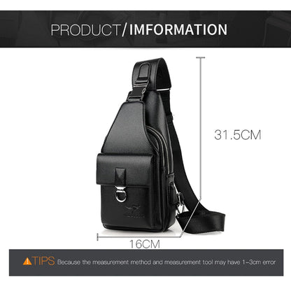 Cyflymder Men Shoulder Bag Theftproof Lock Messenger Bags PU Leather Chest Bag Crossbody Male Charging Handbag Men Sling Pack