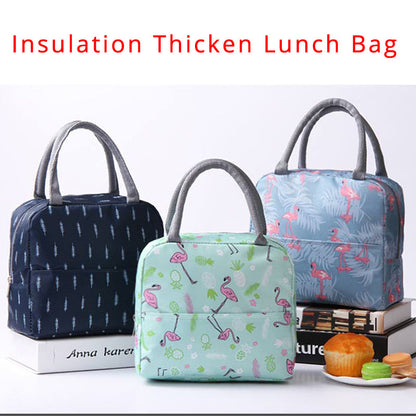 Realaiot Flamingo Insulated Oxford Aluminum Foil Portable Lunchbag Woman Men Travel Picnic Lunch Box With Pocket Thermal Lunch Bag