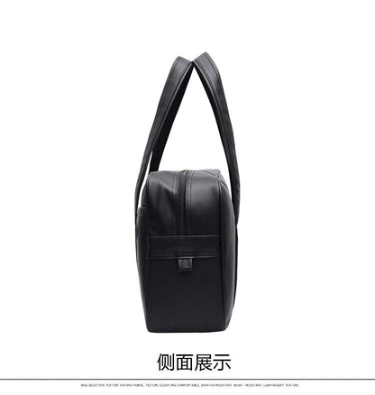 Realaiot Japan Cosplay School Bag JK Uniform Bag Messenger Shoulder Handbags Bag With Holes Japanese PU Leather Blck