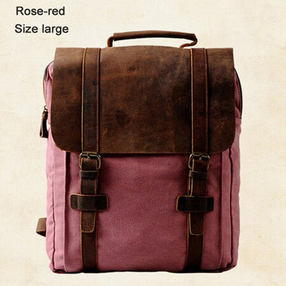 Realaiot Vintage Fashion Backpack Leather Military Canvas Backpack Men Backpack Women School Backpack School Bag Bagpack Rucksack Mochila