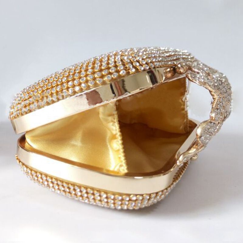 Realaiot Unique Gold Rhinestone Evening bag Clutch Purse Christmas Party Bridal Prom