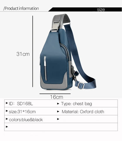 Cyflymder Men's Messenger bag shoulder Oxford cloth Chest Bags Crossbody Casual messenger bags Man USB charging Multifunction Handbag