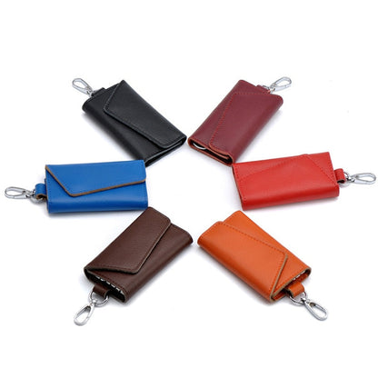 Realaiot Genuine Leather Keychain Men Women Key Holder Organizer Pouch Cow Split Car Key Bag Wallet Housekeeper Key Case Mini Card Bag