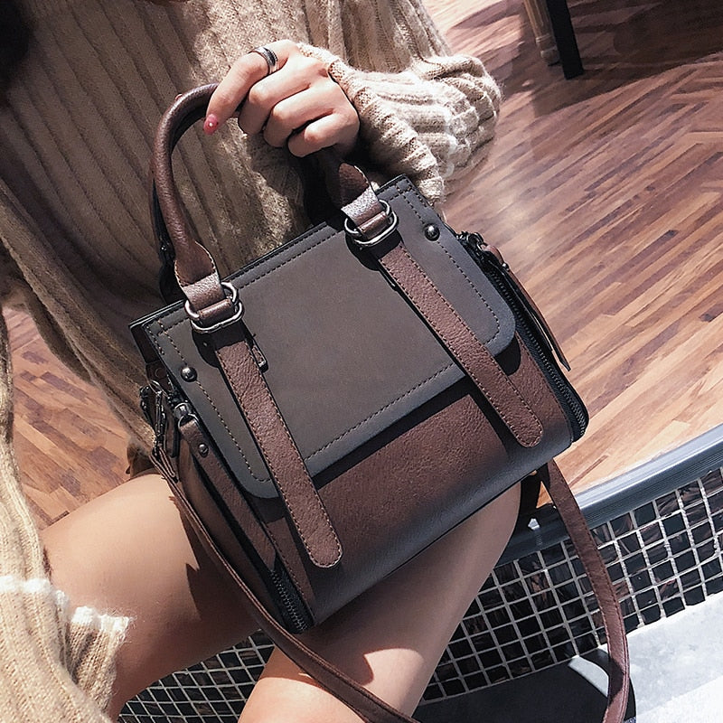 Realaiot European style Fashion New Women Handbags High quality Matte PU Leather Portable Shoulder bag Ladies Hit color Big Tote bag