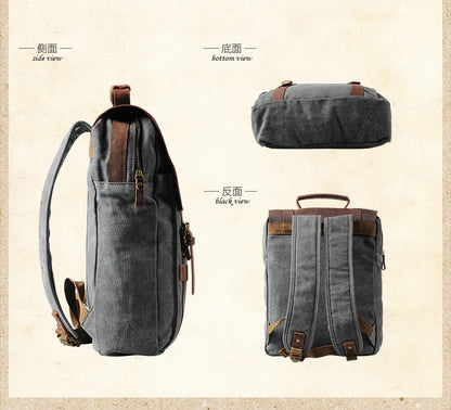 Realaiot Vintage Fashion Backpack Leather Military Canvas Backpack Men Backpack Women School Backpack School Bag Bagpack Rucksack Mochila