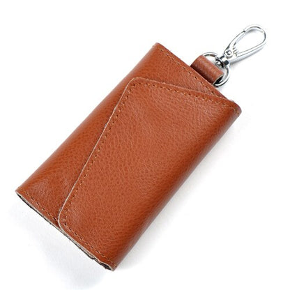 Realaiot Genuine Leather Keychain Men Women Key Holder Organizer Pouch Cow Split Car Key Bag Wallet Housekeeper Key Case Mini Card Bag