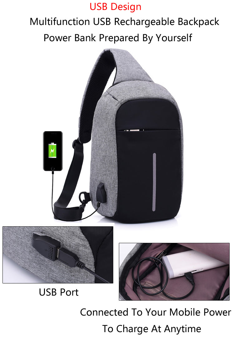 Cyflymder Multifunctional Canvas Sling bags for Woman Anti-theft Messenger Bags,woman's chest bag,Rechargeable Travel Shoulder Bag