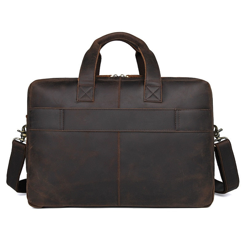 Realaiot Vintage Leather Mens Briefcase With Pockets Cowhide Bag On Business Suitcase Crazy Horse Leather Laptop Bags Design