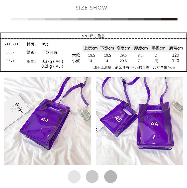 Realaiot Fashion Women Messenger Bag Transparent PVC Vertical Letter Shoulder Bag A4 A5 Summer Creative Beach Bag Internal Drawstring Bag