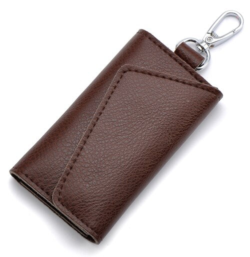 Realaiot Genuine Leather Keychain Men Women Key Holder Organizer Pouch Cow Split Car Key Bag Wallet Housekeeper Key Case Mini Card Bag