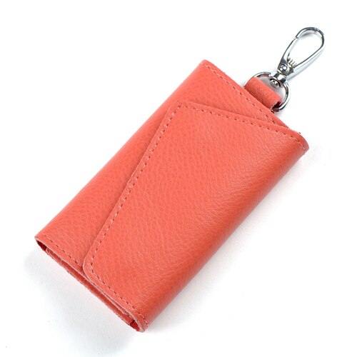 Realaiot Genuine Leather Keychain Men Women Key Holder Organizer Pouch Cow Split Car Key Bag Wallet Housekeeper Key Case Mini Card Bag