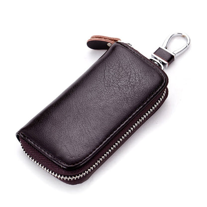 Realaiot Cow Split Leather Men Women Key Holder House Keychain Bag Organizer Car Key Case Pouch Multifunctional Small Wallet Mini Purse