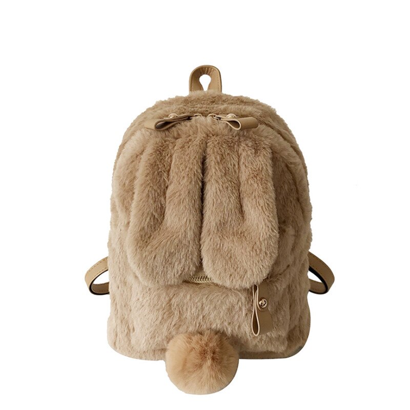 Realaiot Furry Rabbit Ear Backpack cute Girls Shoulder Bag Mini Furry Fluffy Plush schoolbag Winter Women's Travel Bag