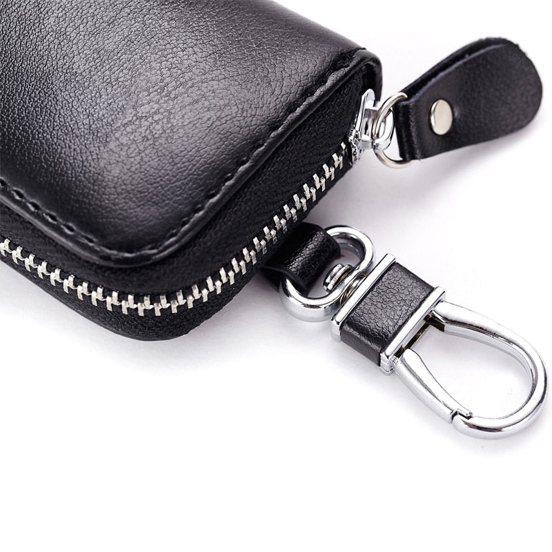 Realaiot Cow Split Leather Men Women Key Holder House Keychain Bag Organizer Car Key Case Pouch Multifunctional Small Wallet Mini Purse