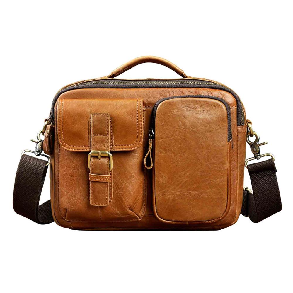Cyflymder Original Leather Male Fashion Casual Design Satchel Crossbody Shoulder Messenger bag Tote 9" Tablet Mochila Pouch For Men