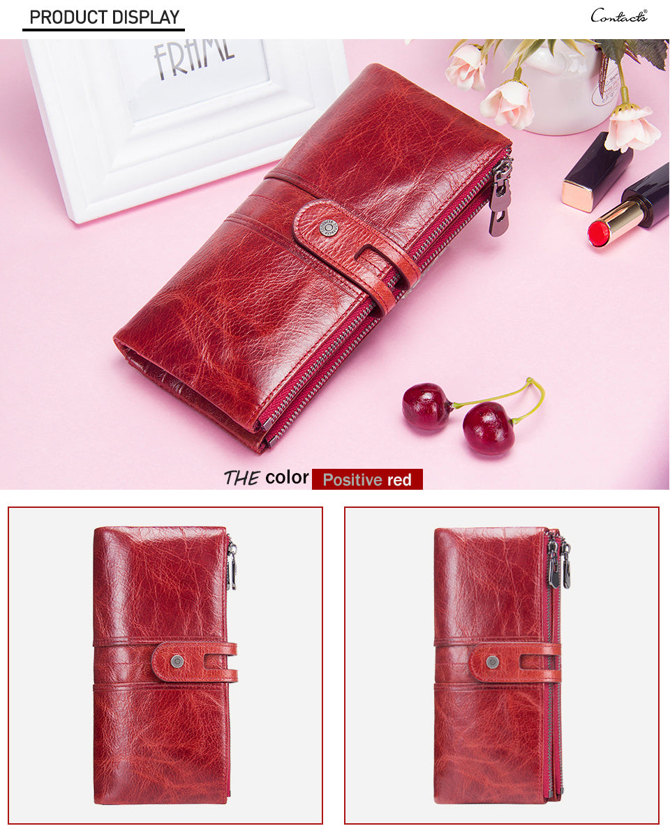 Cyflymder Long Wallet Women Genuine Leather Clutch Wallets Brand Design Hign Quality Fashion Card Holder Zipper Coin Purse With Phone Bags