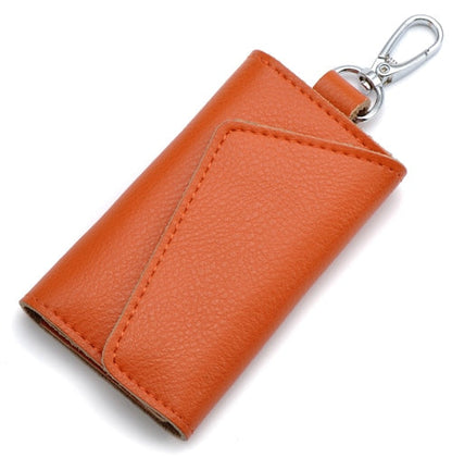 Realaiot Genuine Leather Keychain Men Women Key Holder Organizer Pouch Cow Split Car Key Bag Wallet Housekeeper Key Case Mini Card Bag