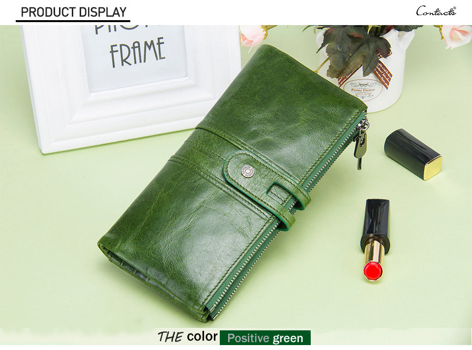 Cyflymder Long Wallet Women Genuine Leather Clutch Wallets Brand Design Hign Quality Fashion Card Holder Zipper Coin Purse With Phone Bags