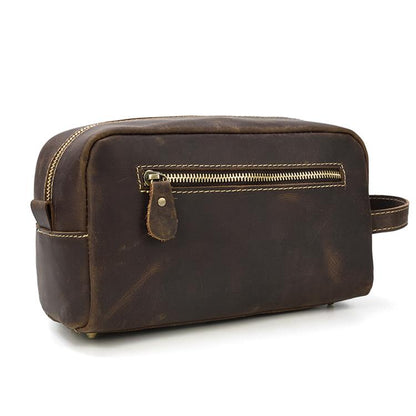 Realaiot Brown men's Genuine Leather Daily Clutch Handbag Travelling Storge Bags For Make Up Umberlla Wallet Large Phone Pounch