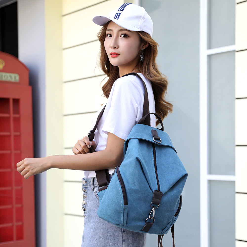 Realaiot Fashion Canvas Female Backpack Multifuction Casual Backpack For Teenager Girls New Summer Women Large Capacity Shoulder Bag